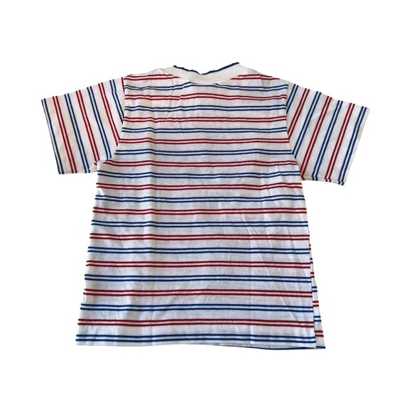 Vintage 80s Royal Knight Boys Short Sleeve Striped T Shirt Hippo Appliqué - Picture 5 of 5
